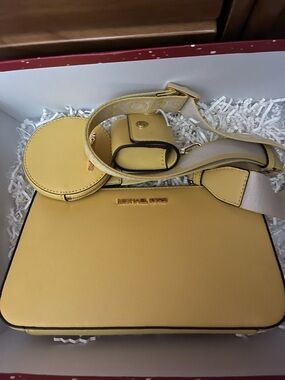 Michael Kors Yellow Saffiano Crossbody with Coin Pouch